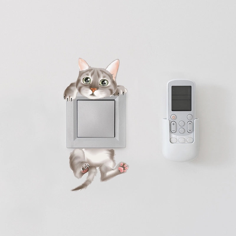 Adorable Cat PVC Wall Switch Sticker Decorative Wall Art|Home Decor Accessories