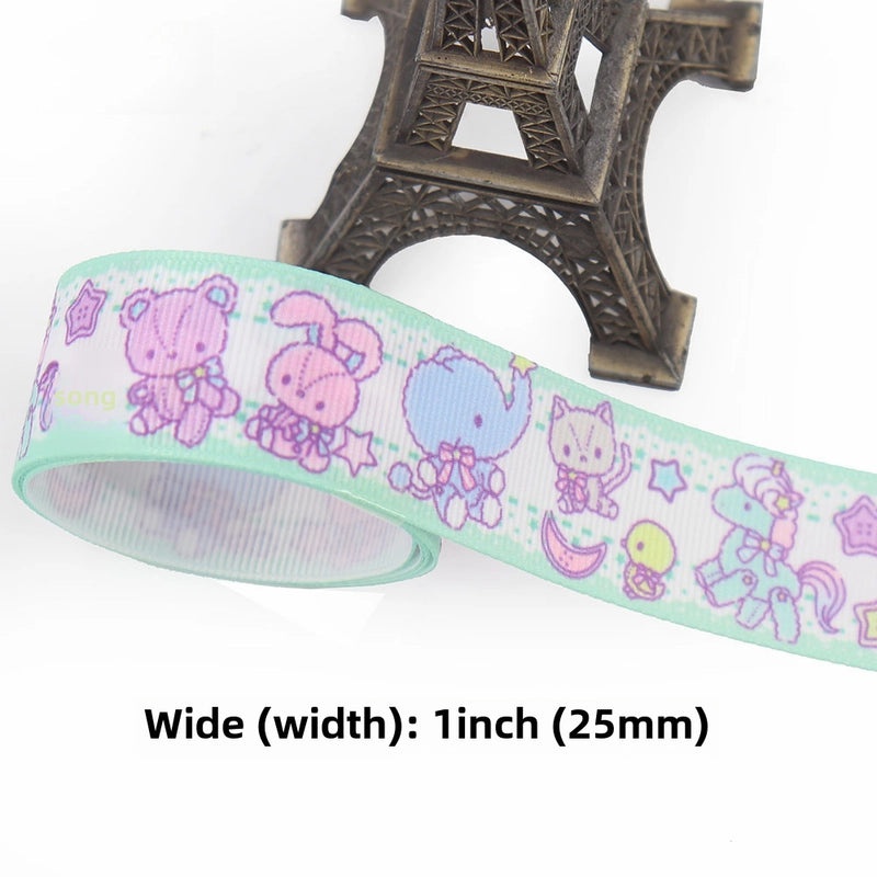Cartoon Soft Color Thermal Transfer Printed Ribbed Ribbon DIY Handmade Bow Hair Accessory Gift Packaging|Hair Accessories