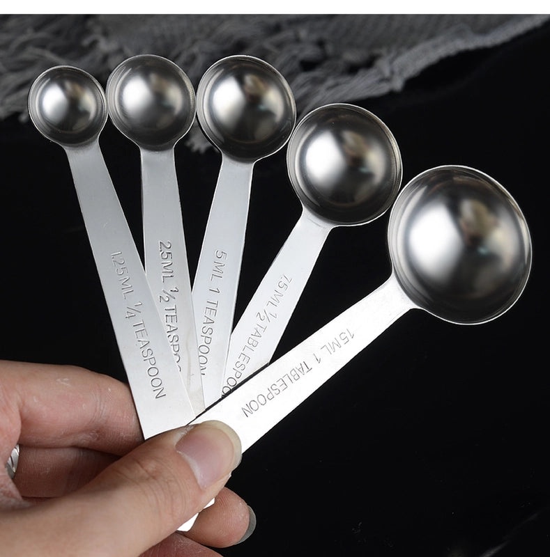 304 Stainless Steel Measuring Spoons Set of 5 for Baking Coffee and Kitchen Use|Kitchen Tools & Gadgets