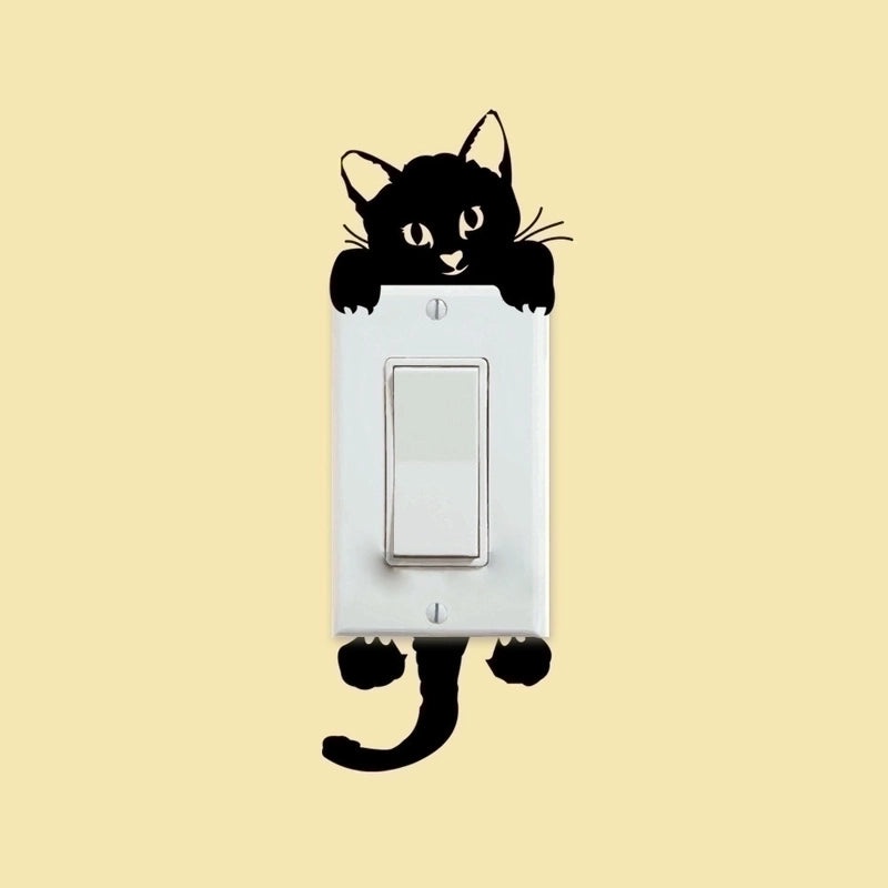 Cute Cat Light Switch Stickers for Bedroom Decoration|Home Decor & Accessories