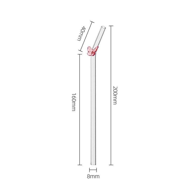 Glass Flower Butterfly Straw, 1 Piece|Drinkware & Straws