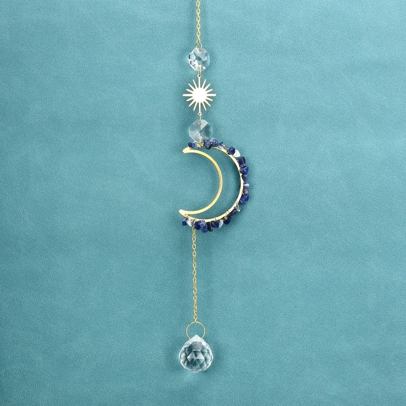 Moon Agate Chinoiserie Style Plated Pendant Necklace|Jewelry & Accessories