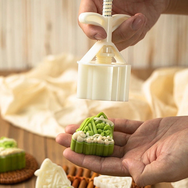 Sanmu Original Hand-pressed Mung Bean Cake Mold 50g 75g Mountain Flowing Water Green Pine Design | Kitchen & Baking Tools