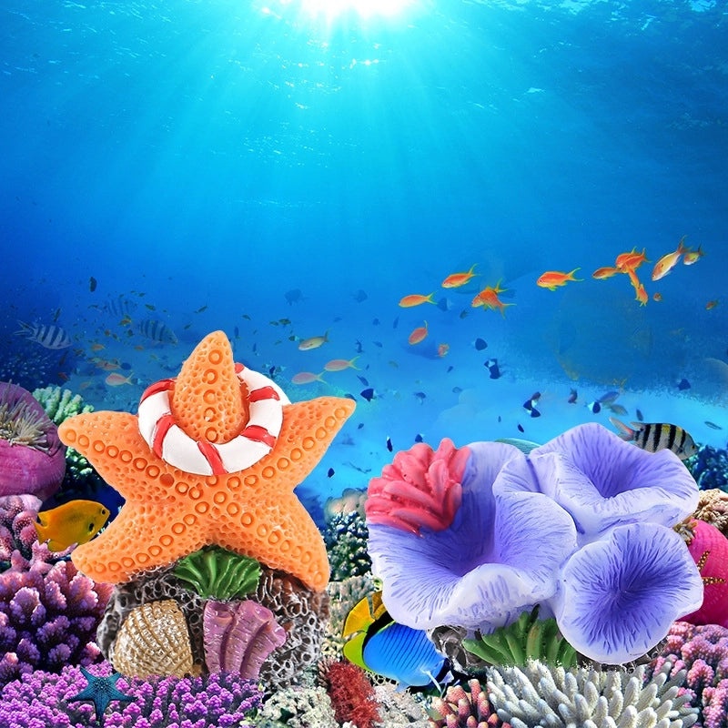 Adorable Marine-Themed Cartoon Coral Resin Figurines for Home Decor|Home Decor & Ornaments