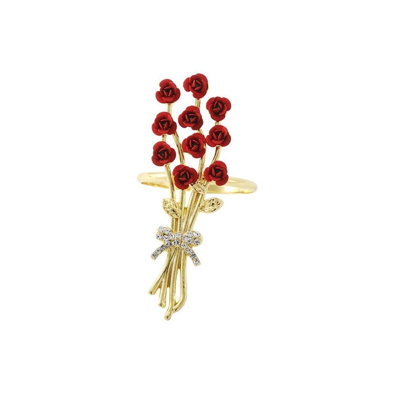 Valentine's Day Red Heart Flower Alloy Napkin Ring Casual Elegant Pastoral Style 1 Piece|Home Decor Tableware