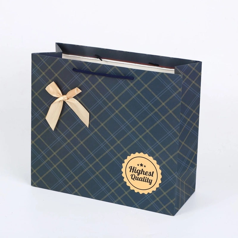 Plaid Paper Bag Creative Business Gift Handbag Reusable Return Gift Bag|Gift Bags & Packaging