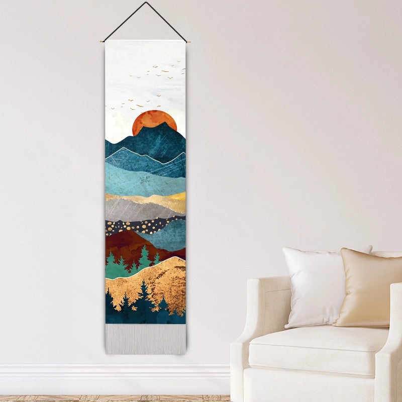 Modern IG Style Landscape Cotton Linen Blend Wall Tapestry | Home Decor Wall Art