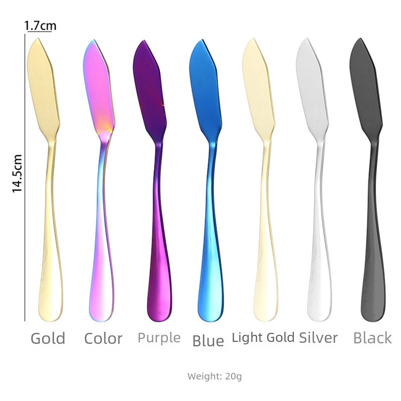 410 Stainless Steel Cream Knife with Plated Color, Bread Jam Butter Spatula, Custom Laser Logo|Kitchen Utensils & Tools