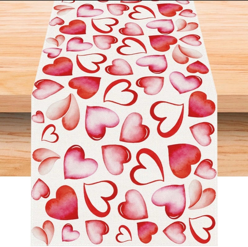 Valentine's Day Elegant Minimalist Heart Letter Polyester Tablecloth | Home Decor