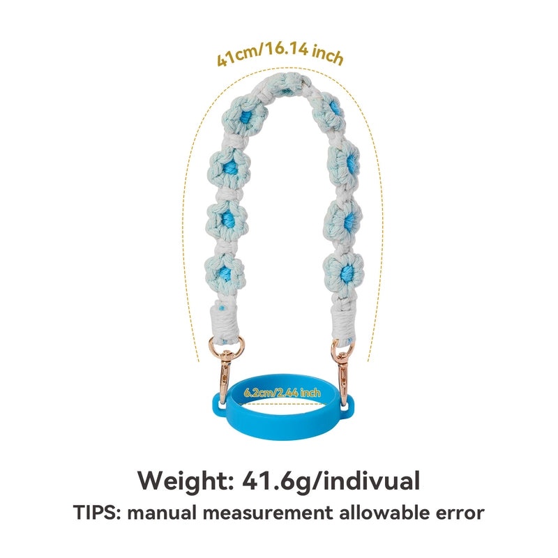 Floral Cotton Rope Silicone Cup Sleeves for Casual Use|Drinkware Accessories