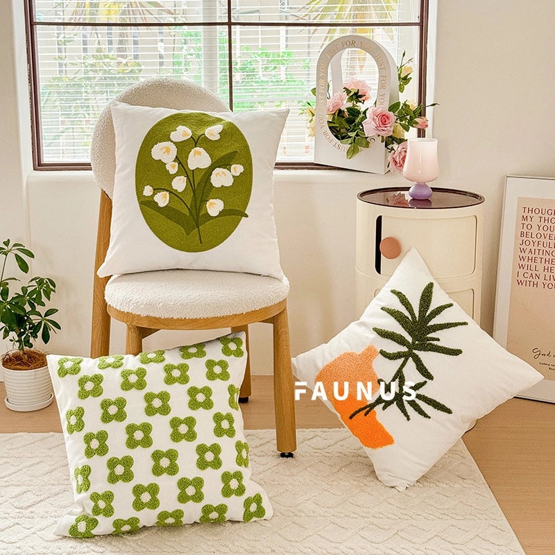 Minimalist Cotton Linen Plant Print Pillow Covers for Couch Sofa Decoration|Home Decor Pillows