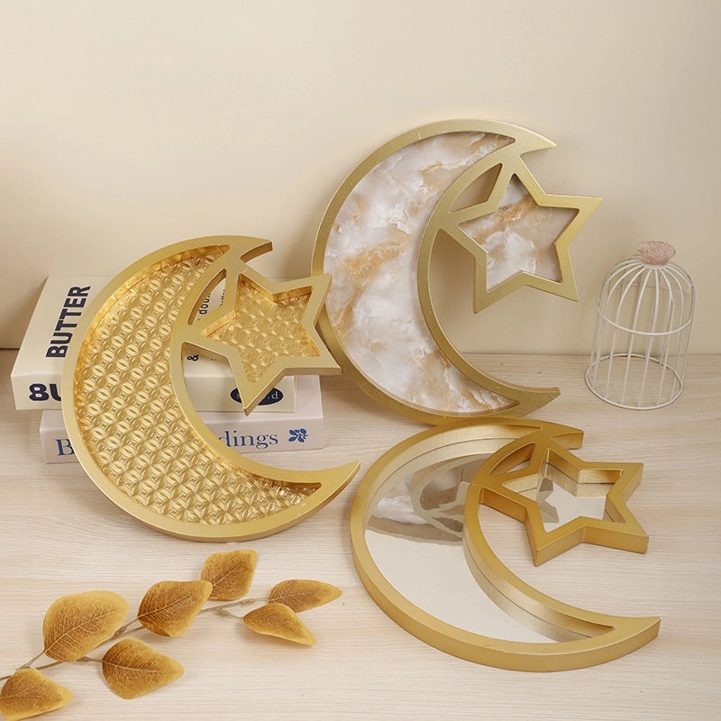 Minimalist Star and Moon Wooden Ornament - 1 Piece | Home Decor