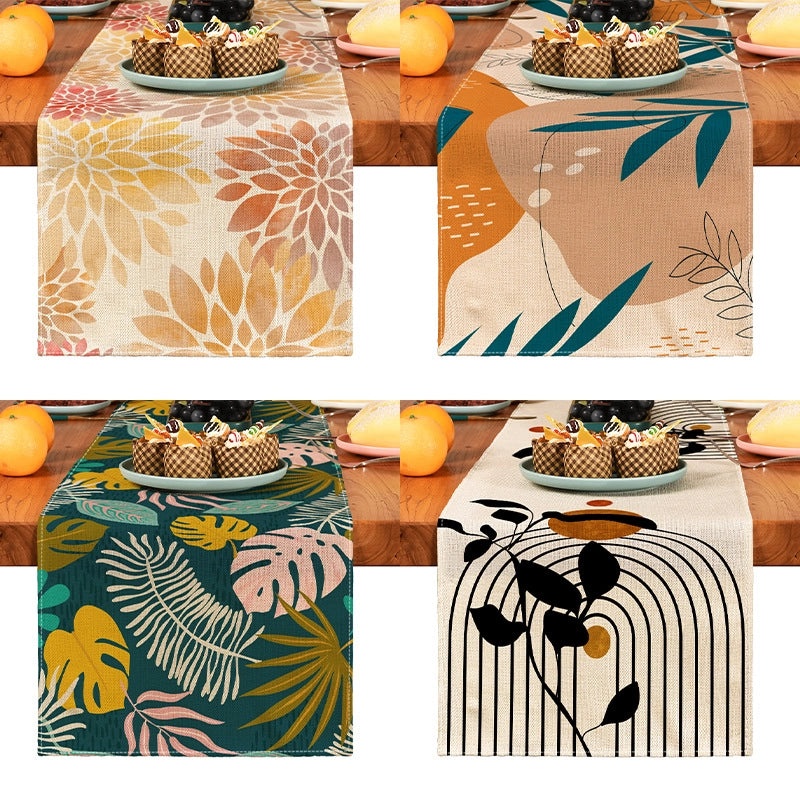 Stylish Vintage Leaf Pattern Linen Tablecloths for Home Decor|Home & Living Table Linens