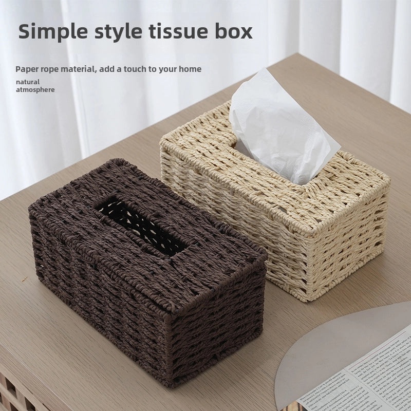 Handwoven Rattan Tissue Box Nordic Pastoral Style Simple Creative Storage for Toilet Living Room|Home Decor Storage