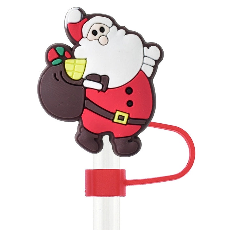 Christmas Holiday Silicone Santa Straw Caps 10PCS|Drinkware Accessories