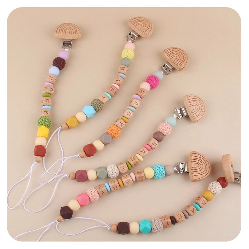 Adorable Letter Beech Wood Silicone Baby Accessories | Baby Teethers & Pacifier Clips
