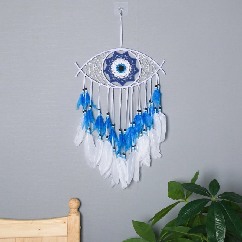 Rustic Devil's Eye Feather Iron Wall Hanging|Home Decor Wall Art