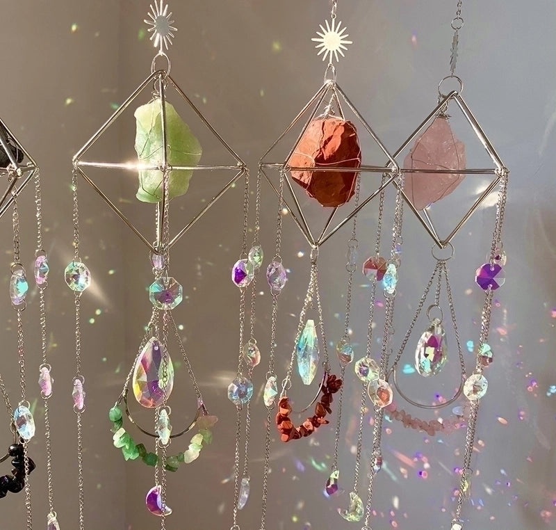 Minimalist Color Block Metal Sun Catcher and Wind Chime Wall Decor|Home Decor & Wall Art