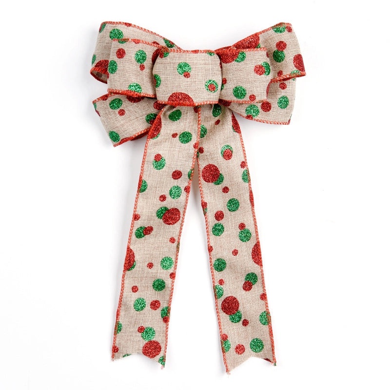 20cm Christmas Linen Bow Pendant Large Printed Bow Japanese Korean Style Holiday Decoration | Home Decor & Seasonal Decorations