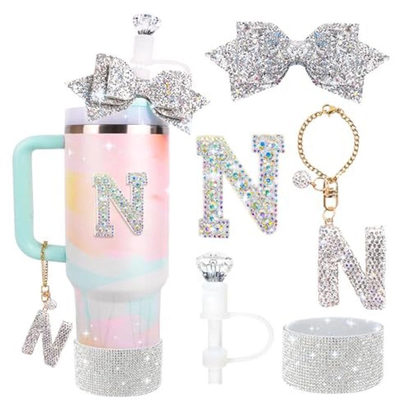 Glamorous Bow Letter Silicone Cup Sleeve Set | Drinkware Accessories