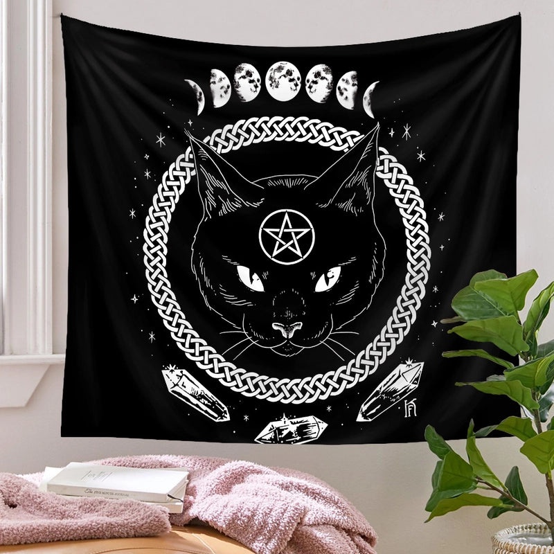 Black Cat Tapestry Wall Hanging for Home Decor|Home & Living