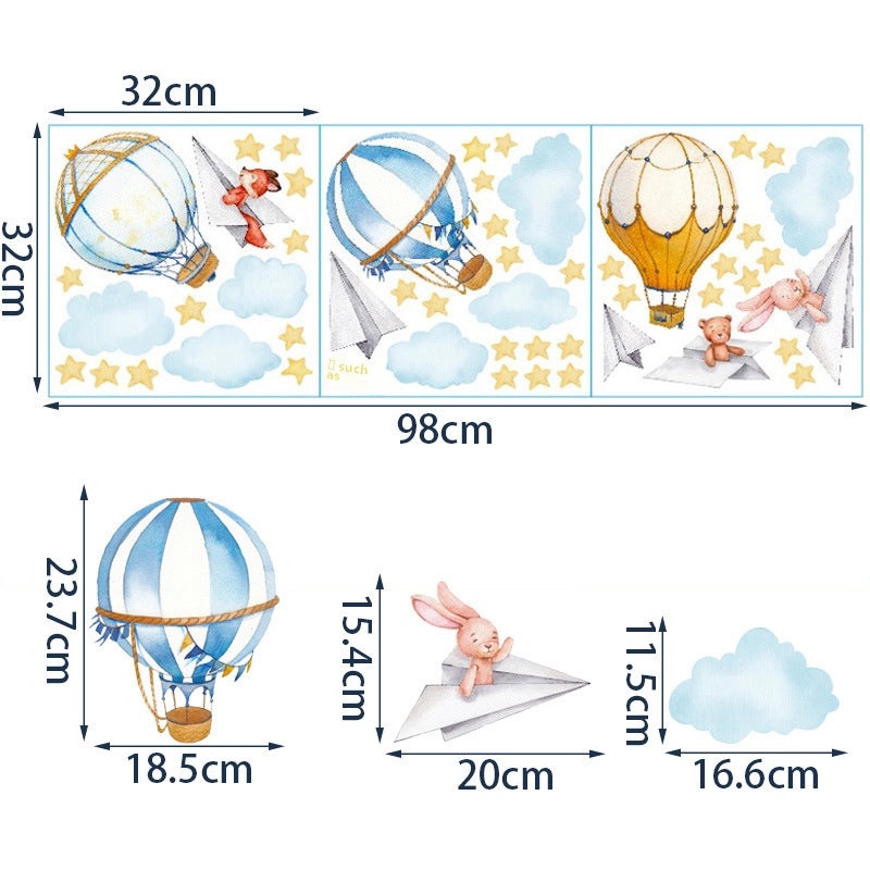 Cartoon Watercolor Animal Wall Stickers for Kids Room Self-adhesive PVC Rabbit Baby Nursery Decor|Kids Room Decor