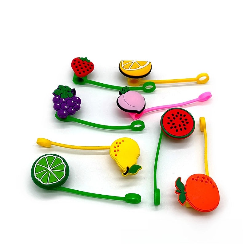 Cute Fruit Plant Silicone Straw Cap Dust Cover Personalized PVC Drink Straw Sleeve|Drinkware Accessories