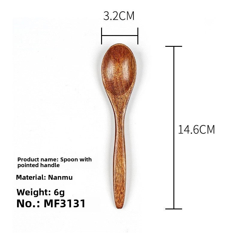 Phoebe Long Wooden Rice Spoon Small Japanese Salad Honey Spoon Pointed Handle Wooden Utensil|Kitchen Utensils
