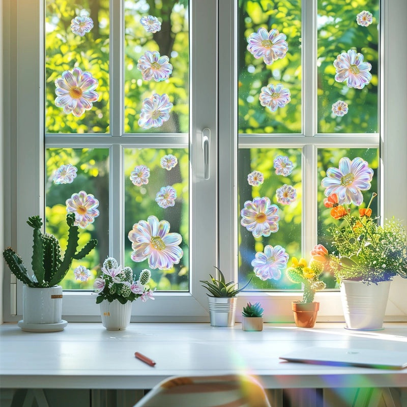 Modern Simple Floral PVC Window Decals for Casual Elegant Wall Decoration|Home Decor Wall Stickers