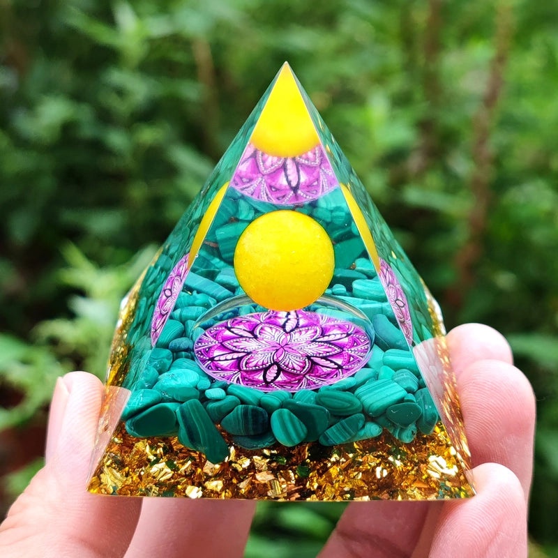 Pyramid Resin Crystal Ball with Decorative Pyramid Gravel | Home Decor & Accessories