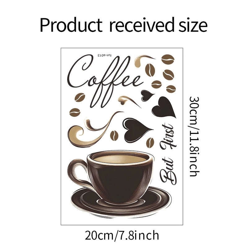 Coffee Cup Heart Shaped Letter PVC Wall Decal Cute Wall Art for Home Cafe Decoration|Home Decor Wall Stickers