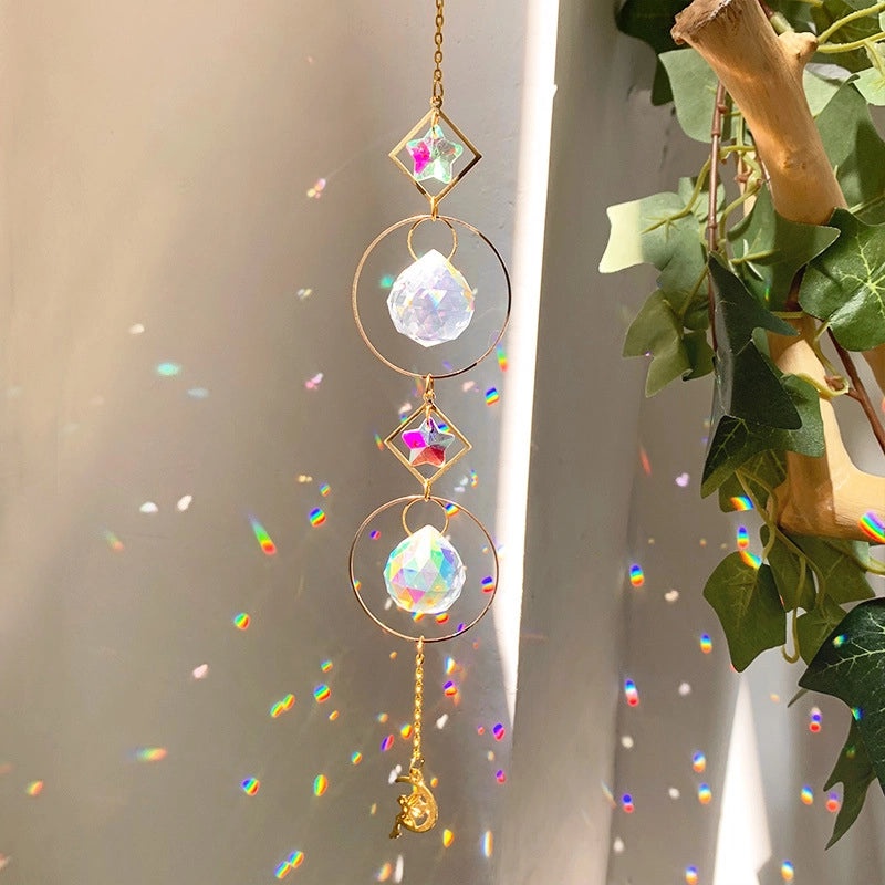 Geometric Moon Crystal Pendant Minimalist Wall Decor|Home Decor