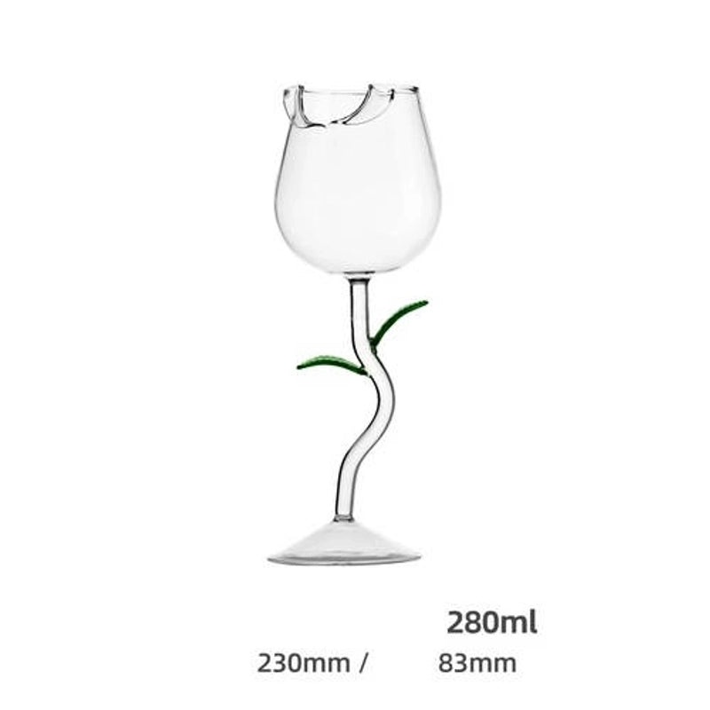 Elegant Botanical Glass Wine Cup 1 Piece | Drinkware & Bar Accessories