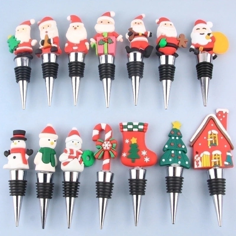 Festive Cartoon Wine Bottle Stopper PVC Aluminium Alloy 1 Piece|Kitchen & Dining Accessories