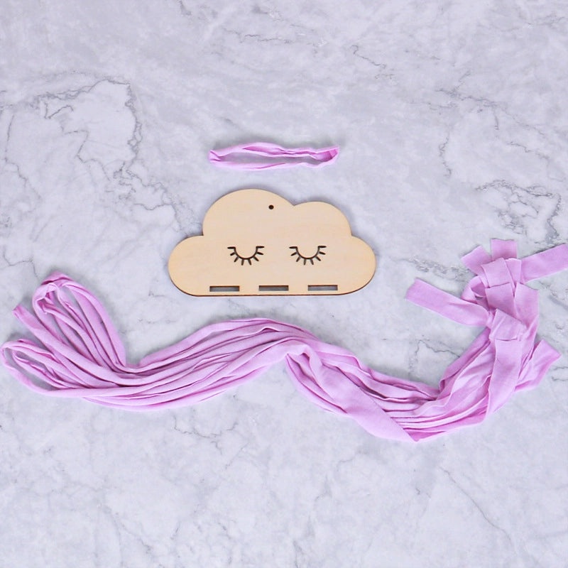 Nordic Style Cloud Wood Chip Hair Clip Holder with Decorative Wall Pendant | Hair Accessories Storage