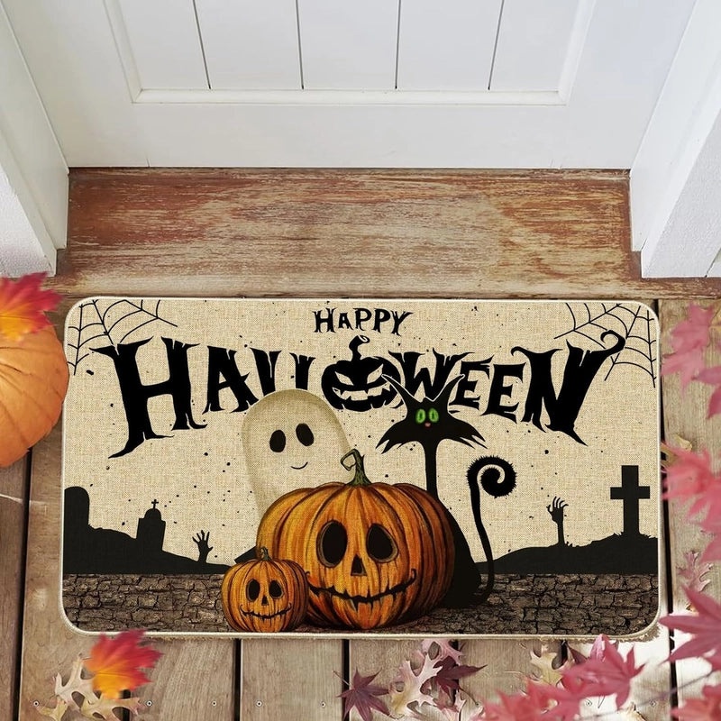 Halloween Pumpkin Polyester Carpet and Bedding Set | Home Decor
