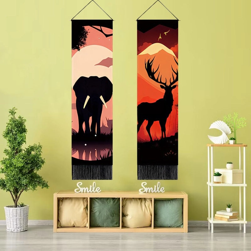 Nordic Modern Animal Print Cotton Linen Polyester Tapestry Wall Hanging Art|Home Decor Wall Art