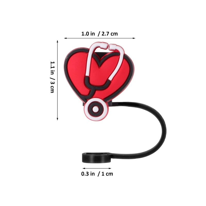 Nurses Day Dental Themed Silica Gel Straw Cap Set | Drinkware Accessories