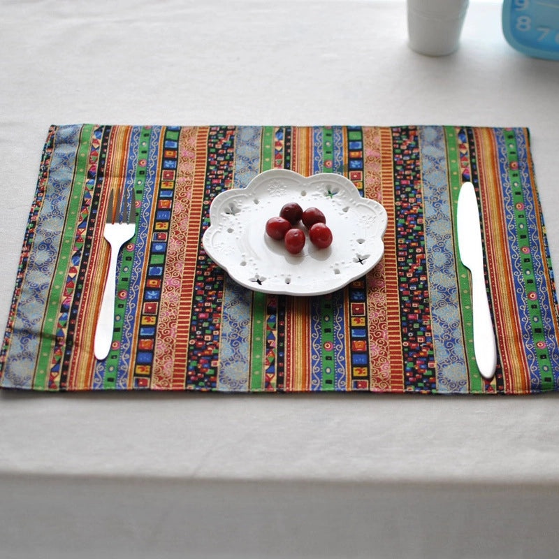Chinese Double-layer Table Mat Ethnic Bohemian Dining Cloth Napkin Western Style|Dining Table Accessories