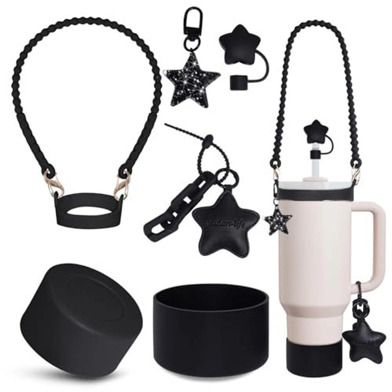 Red Heart Star Silicone Cup Sleeve Set for Casual Use|Drinkware Accessories