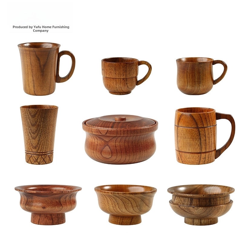 Japanese Retro Jujube Wood Mug Solid Wood Tea Cup Beer Cup Vintage Home Drinkware|Home & Kitchen > Drinkware > Mugs & Cups
