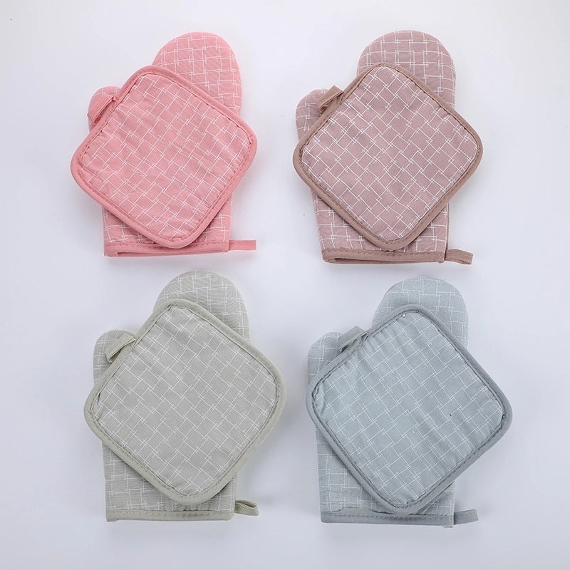 Cotton Plaid Heat Resistant Gloves for Kitchen Use|Kitchen & Dining Accessories