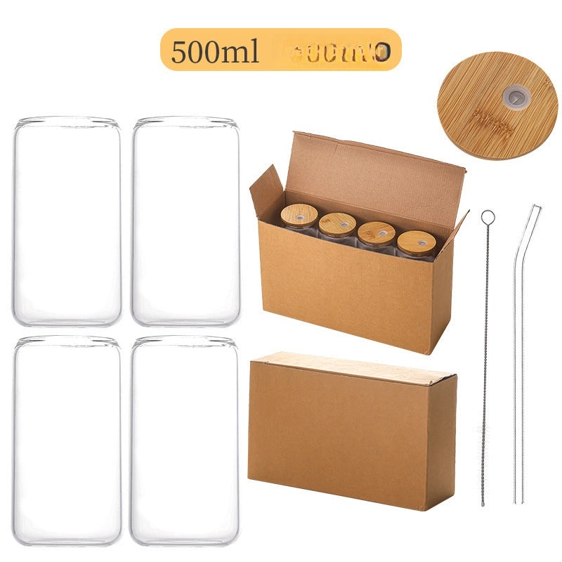 Transparent Borosilicate Glass Straw Cup with Lid for Coke Juice Coffee Milk Tea Cold Drinks | Drinkware & Glassware