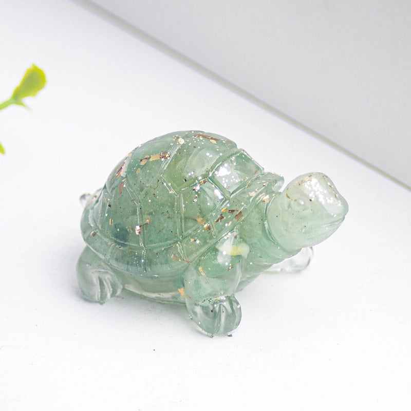 Minimalist Tortoise Figurine with Natural Crystal Accents|Home Decor