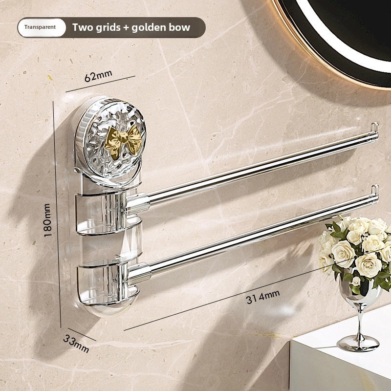 Rotating Wall-mounted Suction Cup Towel Rack Punch-free Bathroom Multi-bar Organizer|Bathroom Accessories