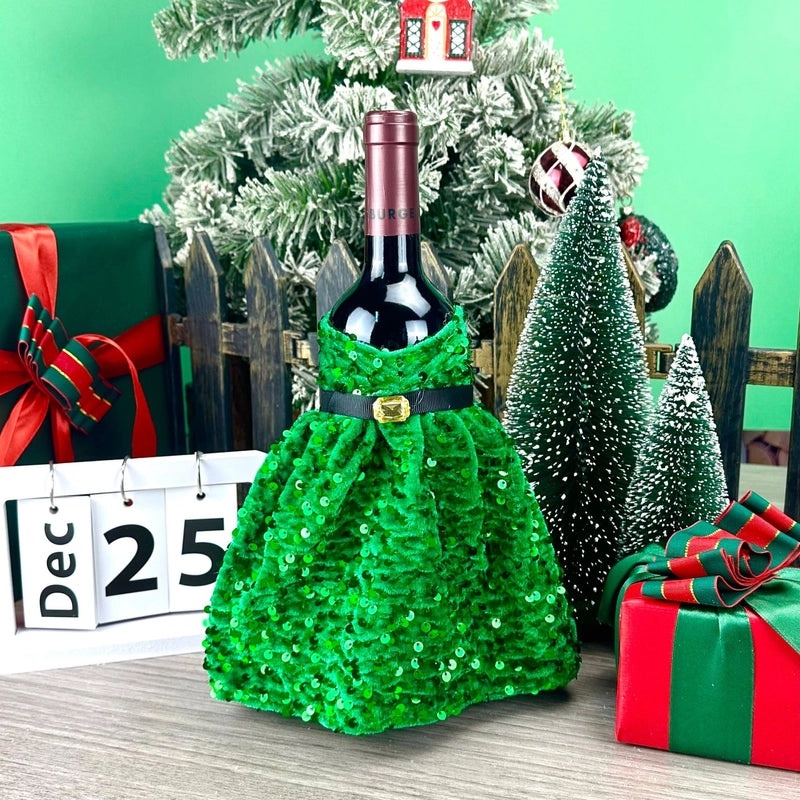 Christmas Minimalist Solid Color Dress Bottle Covers for Party Tableware|Home & Party Supplies
