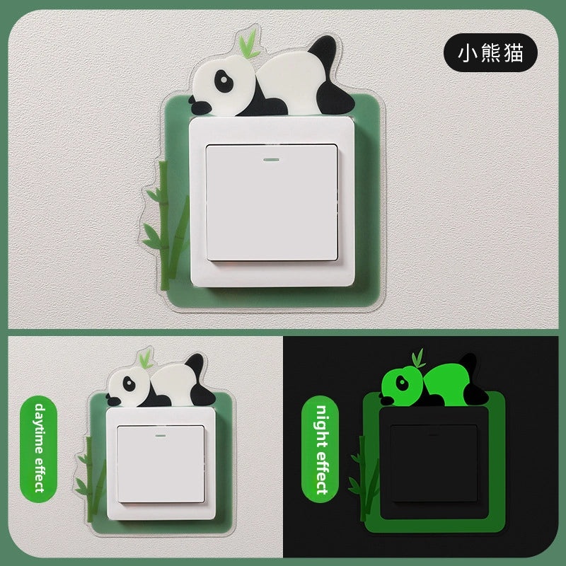 3D Luminous Double Switch Wall Sticker Protective Cover Nordic Modern Simple Frame Home Decoration|Home Decor Accessories