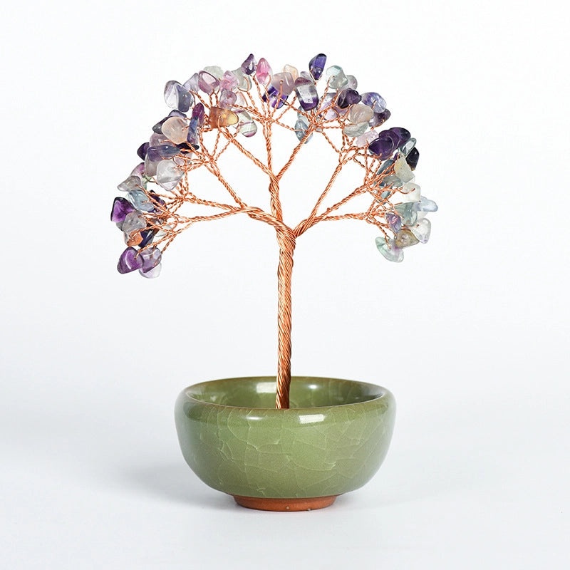 Minimalist Tree with Crystal Gravel Copper Ornament | Home Decor