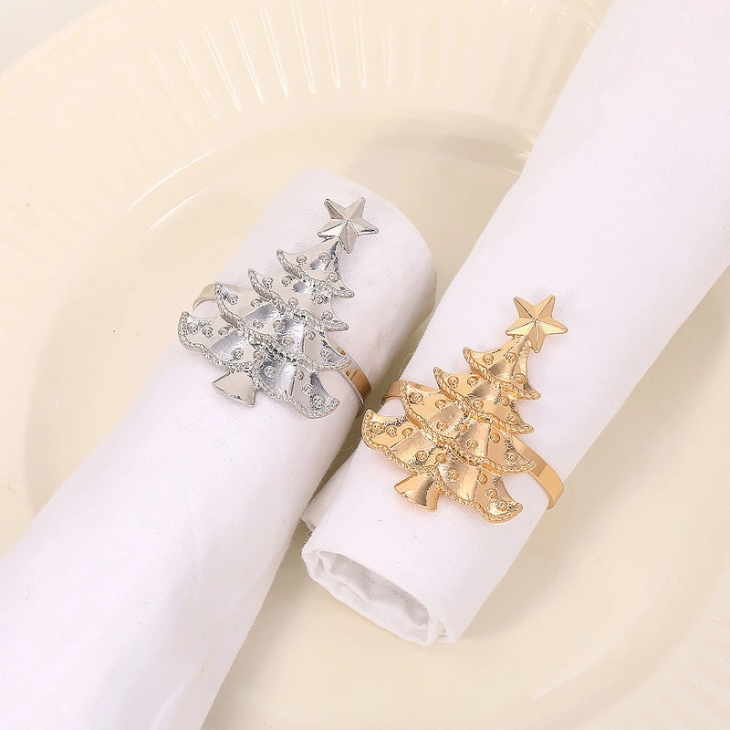 Elegant Christmas Tree Alloy Napkin Ring - Casual Holiday Table Decor | Tableware & Dining Accessories