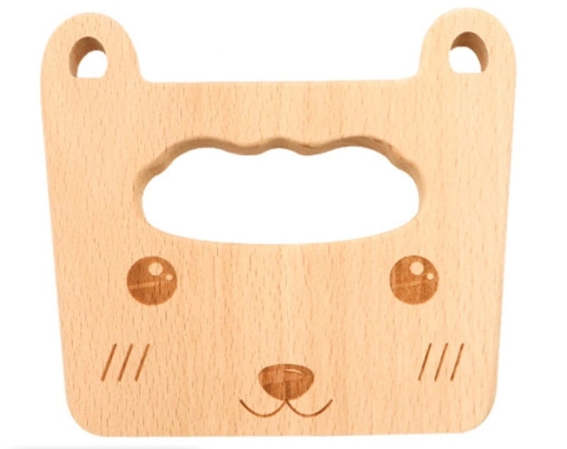 Adorable Bear and Fish Wooden Knife for Kids' Play Kitchen | Kids' Kitchen Toys
